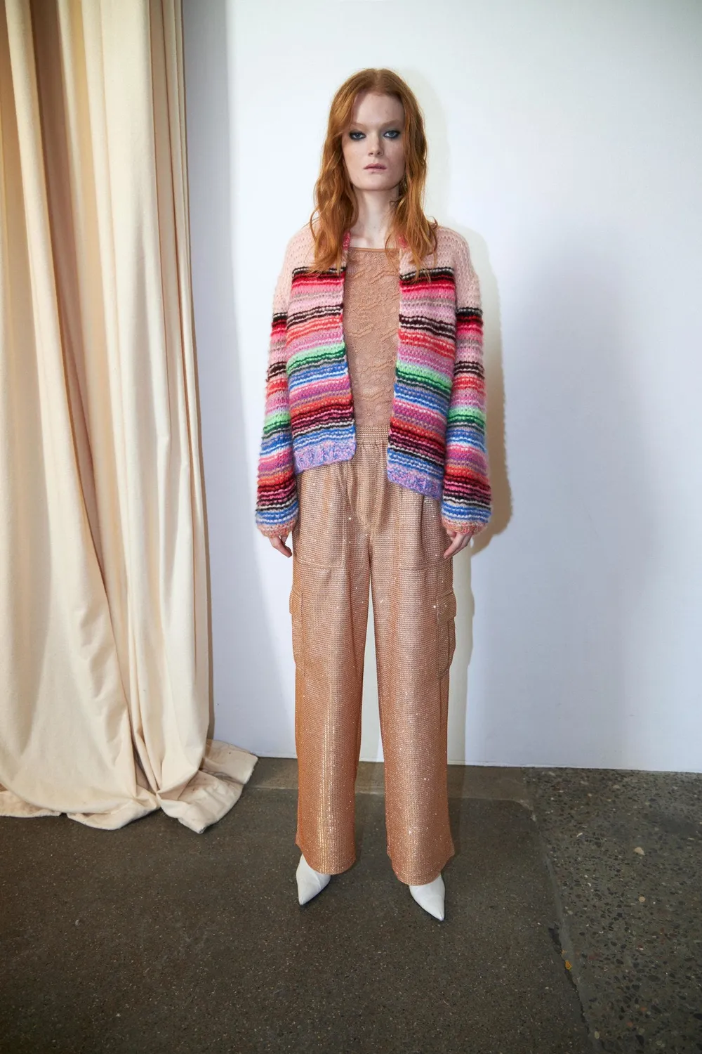 DAWN x DARE GABI MULTI strikcardigan baby pink stribet