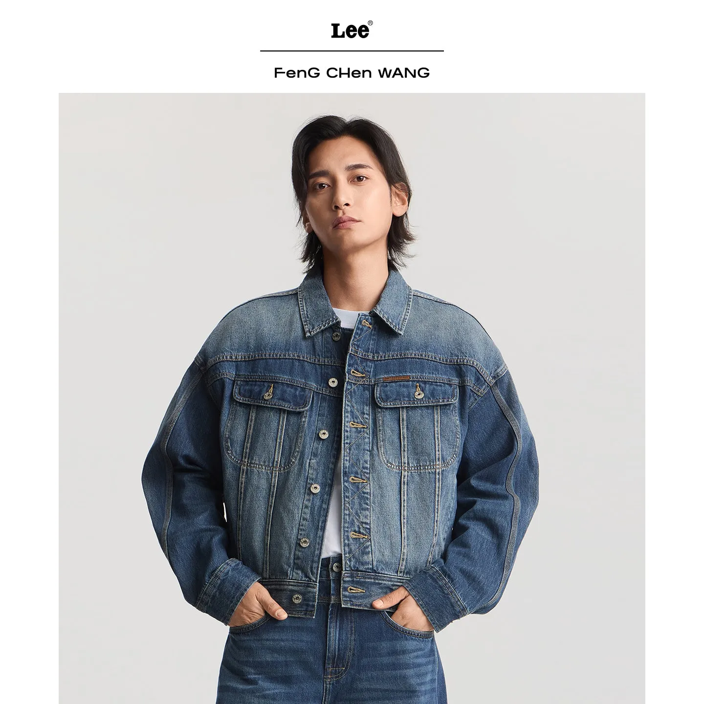 Lee x Feng Chen Wang L/S denimjakke mørk vask