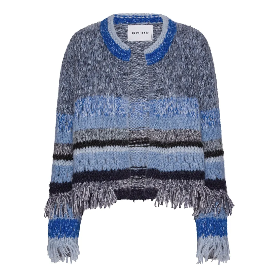 DAWNXDARE GLORIA cardigan 642 Indigo stribet frynser