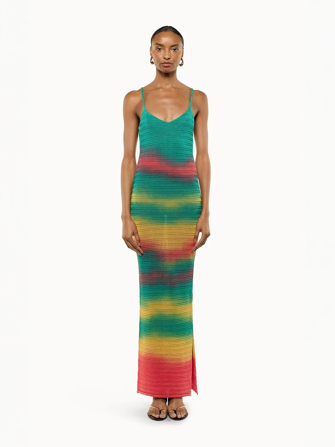 Laneus rainbow strikkjole multicolour bomuld