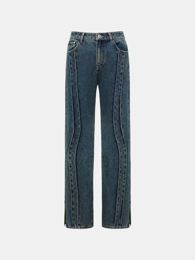 Feng Chen Wang Wave Straight Leg Jeans jeans blå slids
