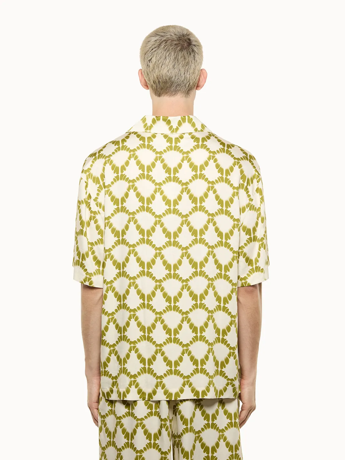 Laneus Bowling skjorte creme viskose print