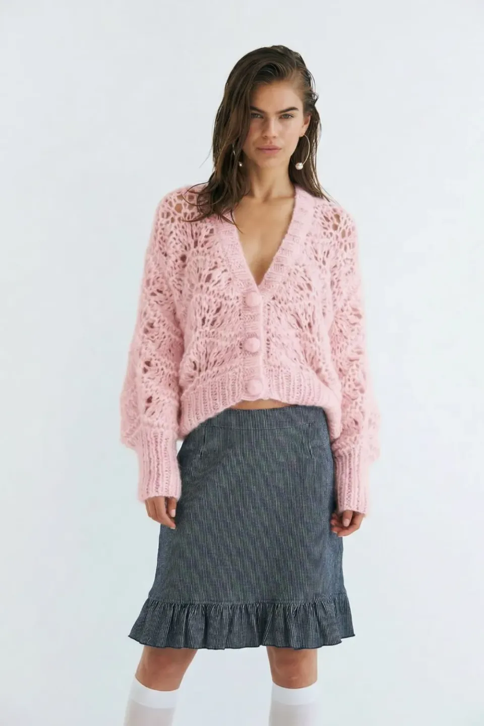 DAWNXDARE Esmeralda cardigan super pink mohair knapper
