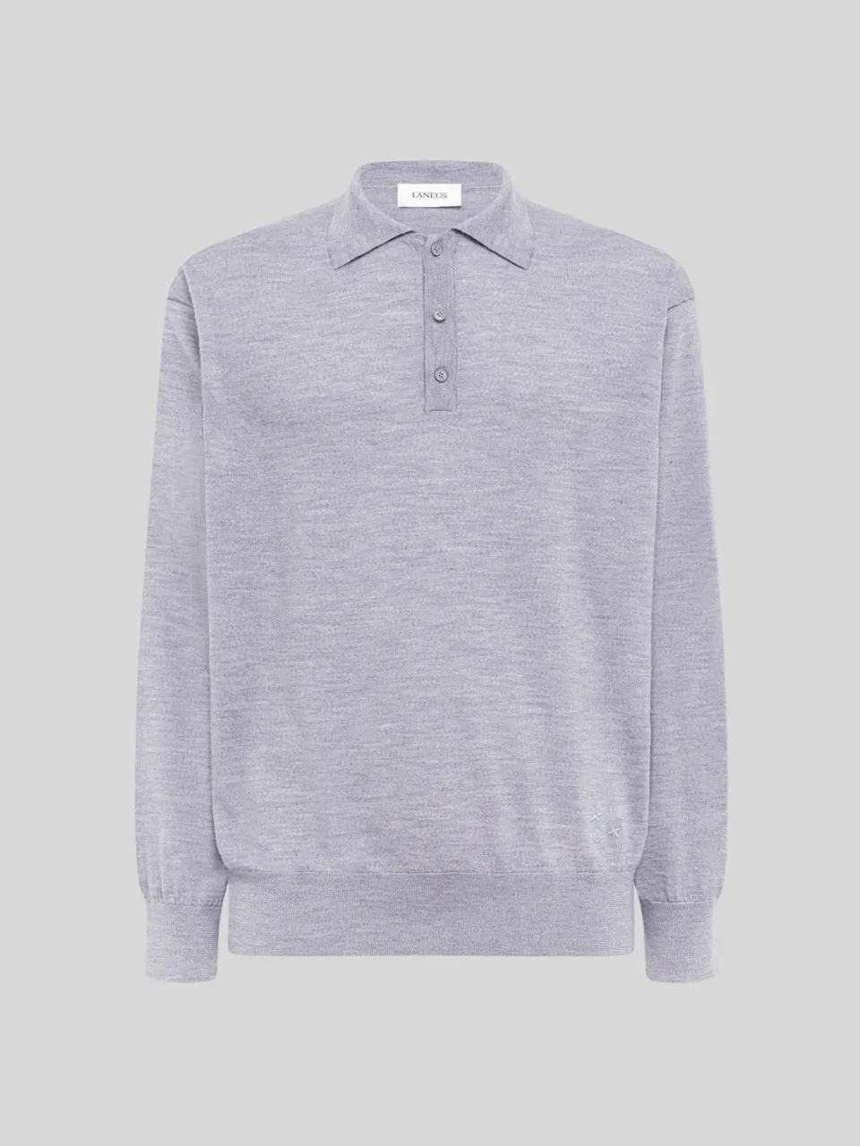 Laneus Merino Wool Polo poloshirt grå meleret herre