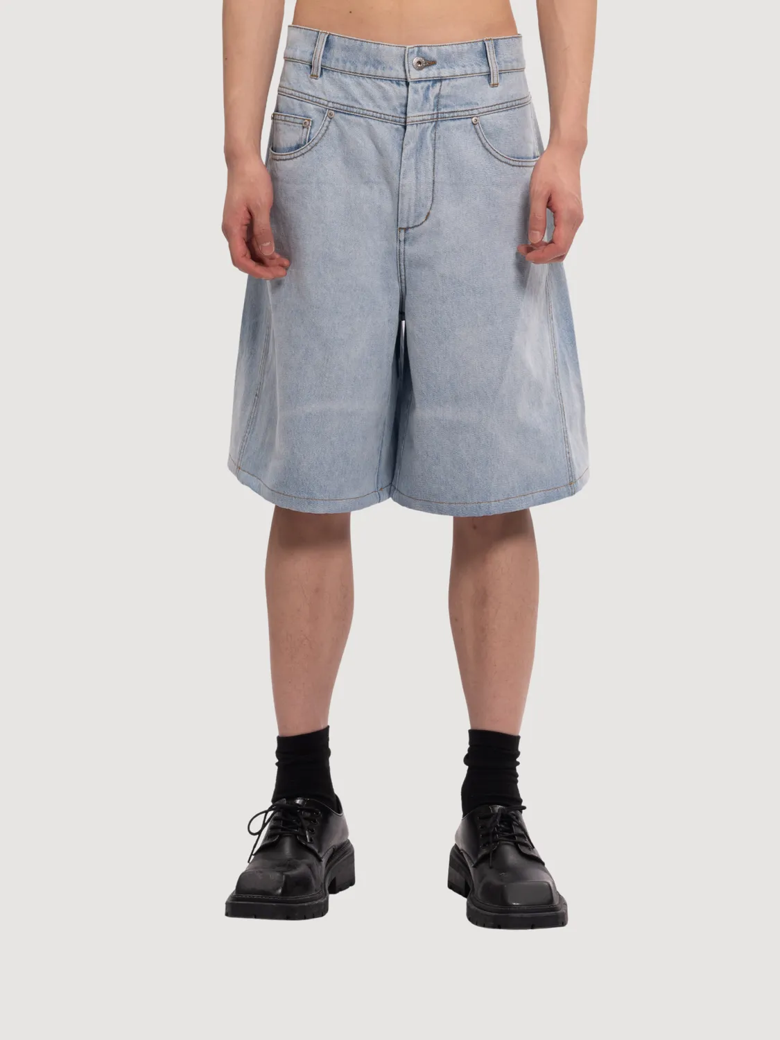 Feng Chen Wang denim shorts blå medium herre