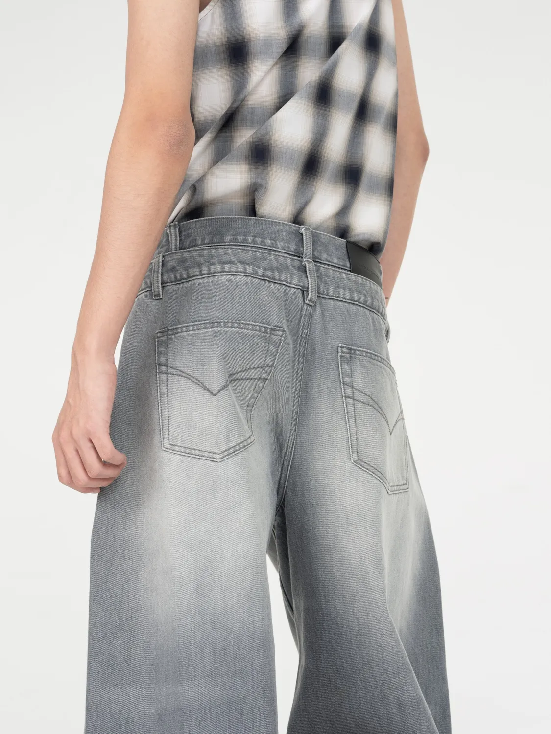 Feng Chen Wang Washed Denim jeans grå loose fit
