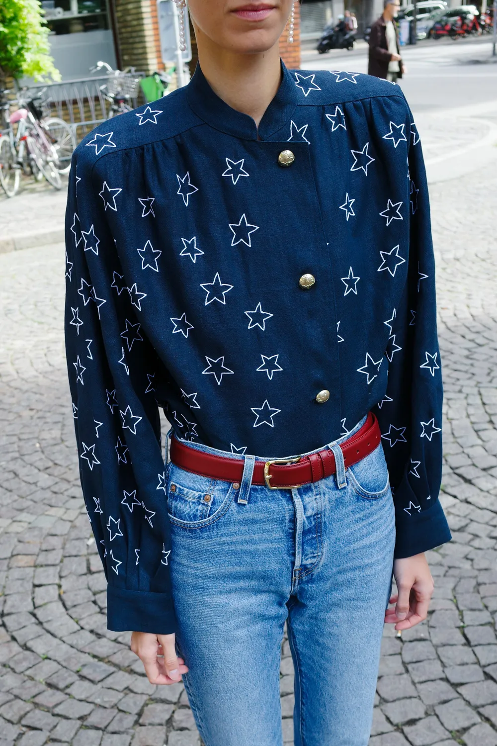 Caro Editions Susan skjortejakke navy stjerne broderi