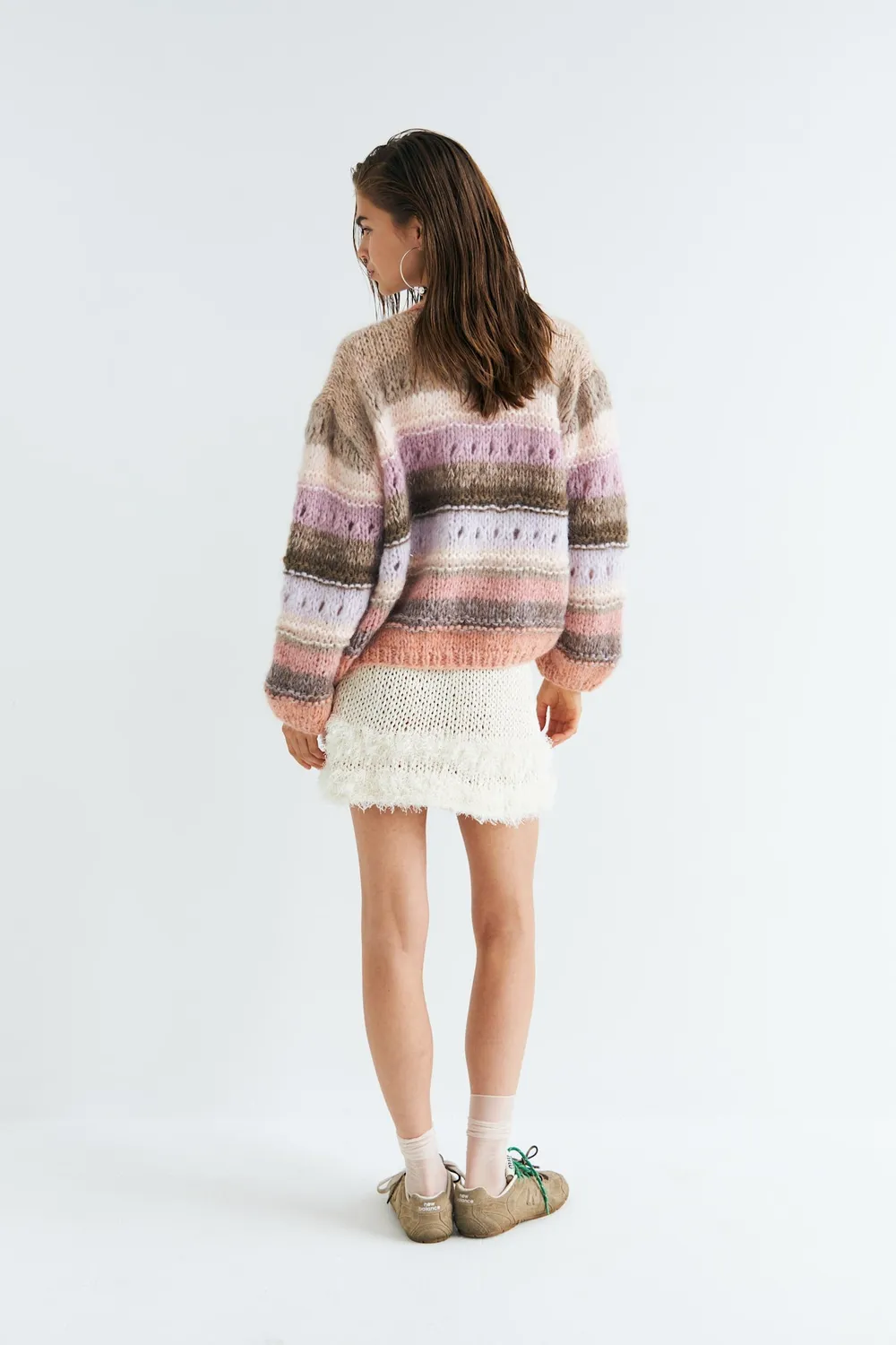 DAWNXDARE EDDA 235 strikcardigan taupe mohair