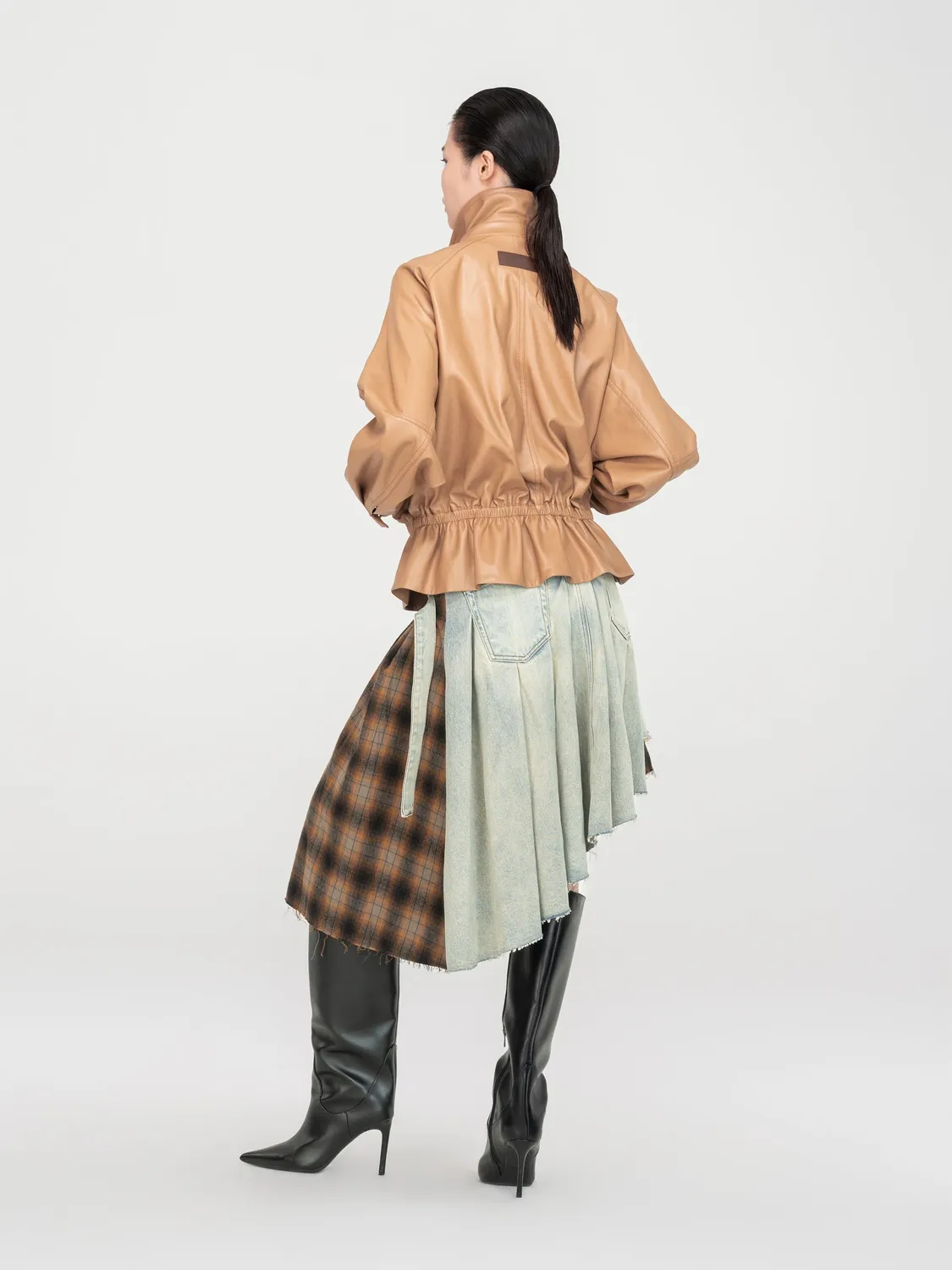 Feng Chen Wang Elastic Waist Jacket PU-jakke khaki talleret