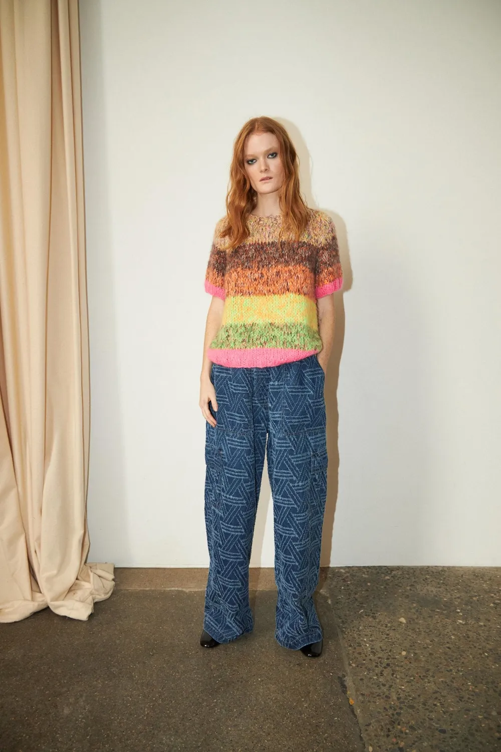 DAWNXDARE ESTELLE Rainbow strikbluse pink multi