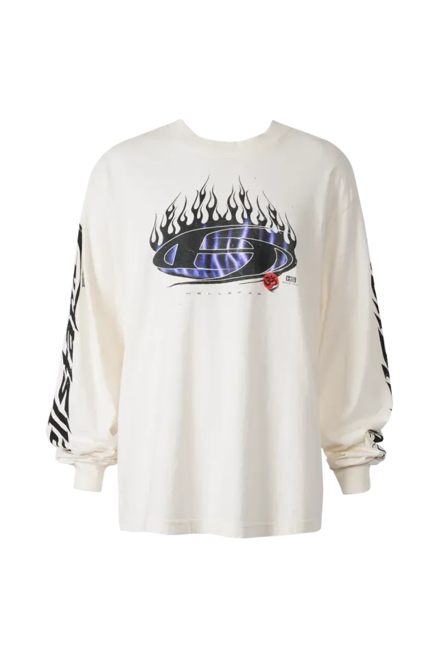 Hellstar Blue Flame longsleeve hvid bomuld