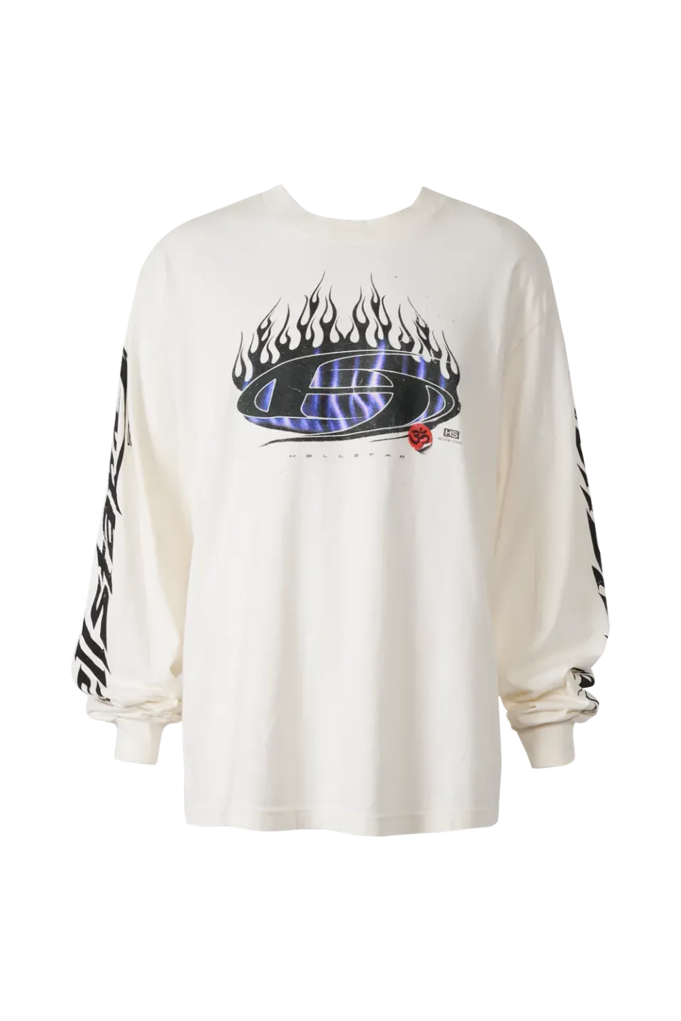 Hellstar Blue Flame longsleeve hvid bomuld