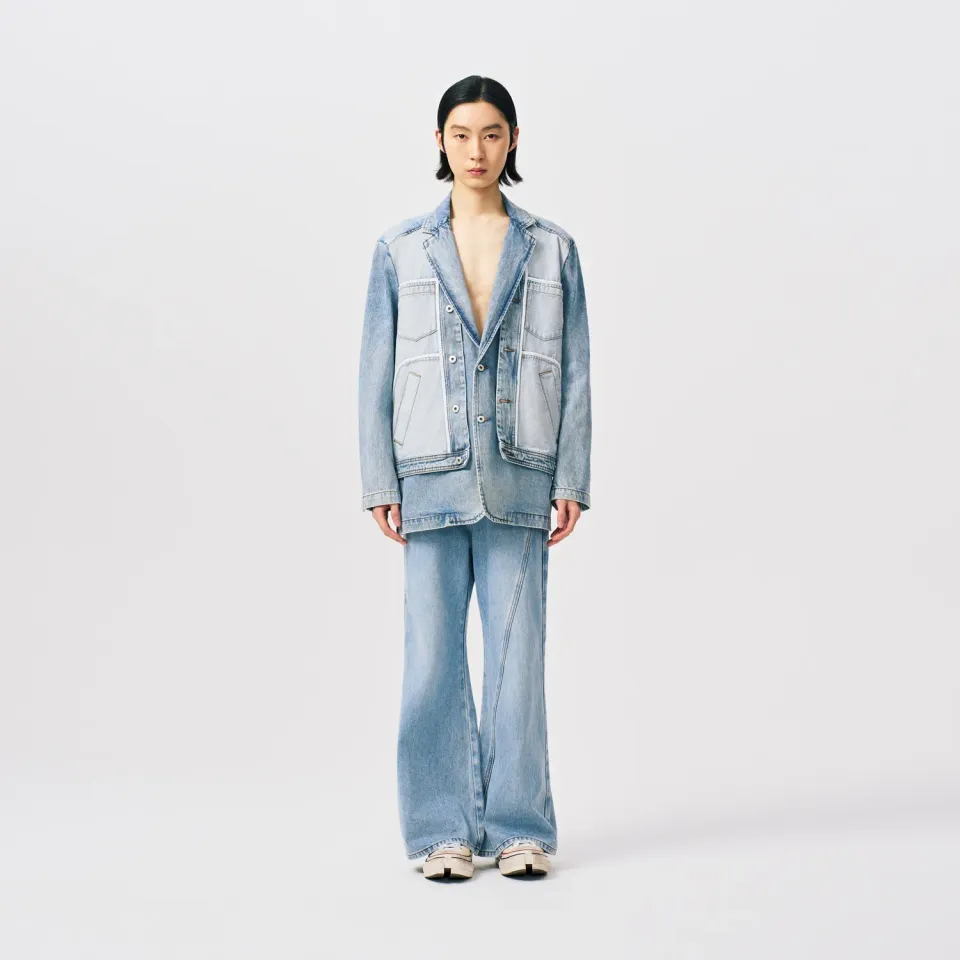 Feng Chen Wang Cross Waistband Jeans straight leg krydset