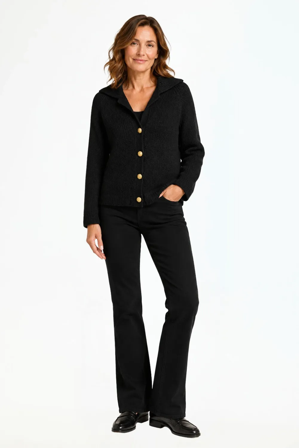 IN FRONT Brenda strikcardigan guldknapper