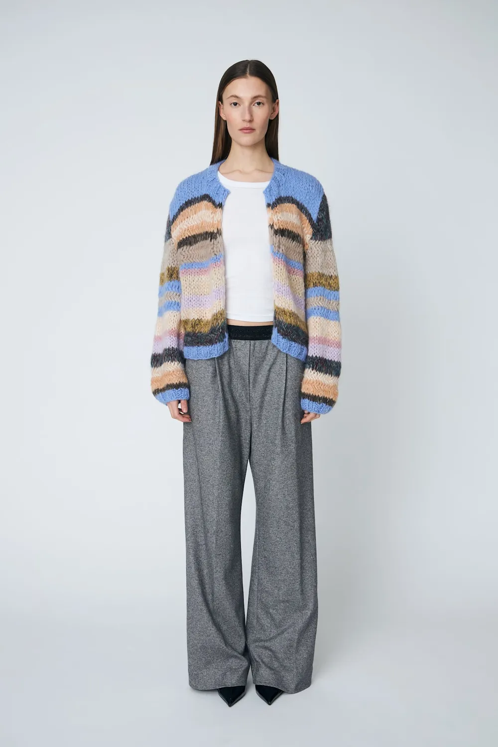 DAWNXDARE GABI strikcardigan 970 lavander blue stribet