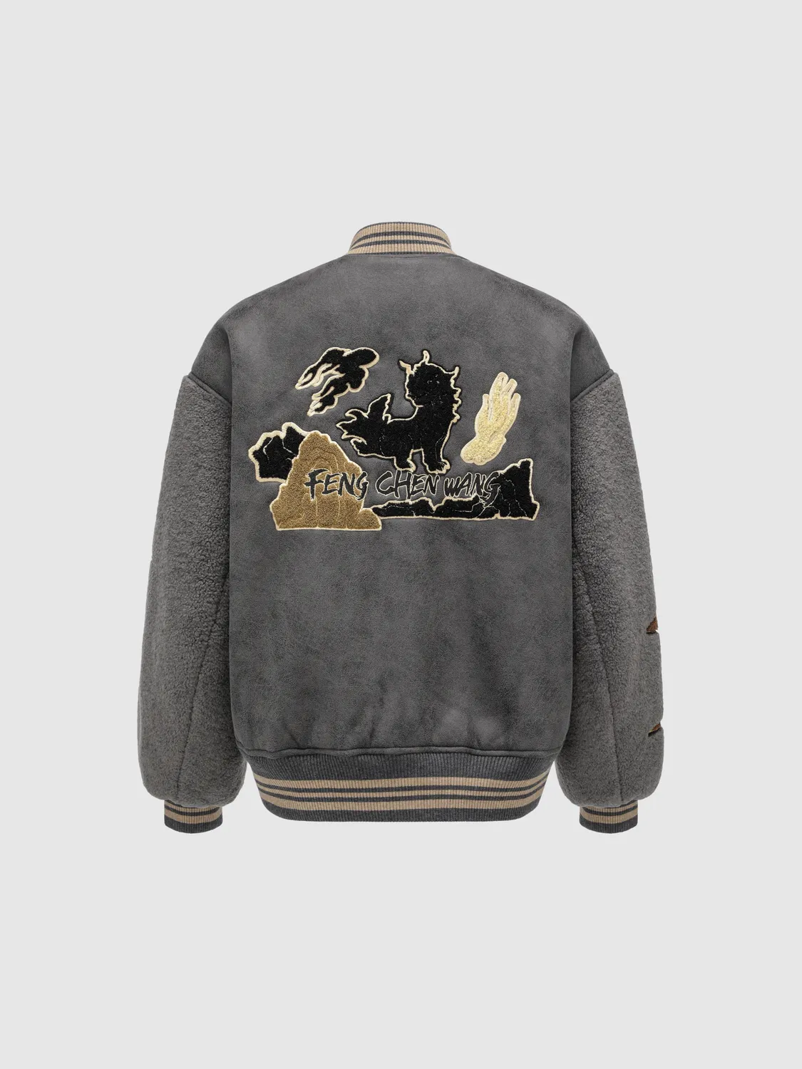 Feng Chen Wang Faux Shearling Bomber jakke patch