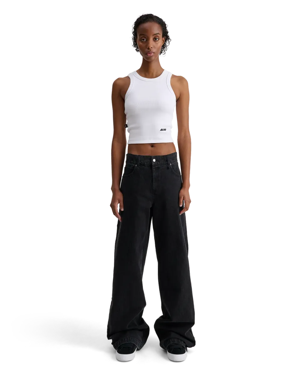 Alis Bam jeans wide fit vasket sort bomuld