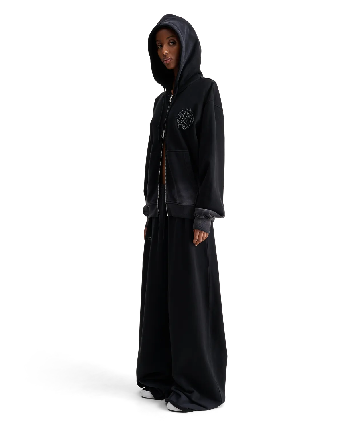 Alis Aaron oversized zip-hættetrøje sort bomuld