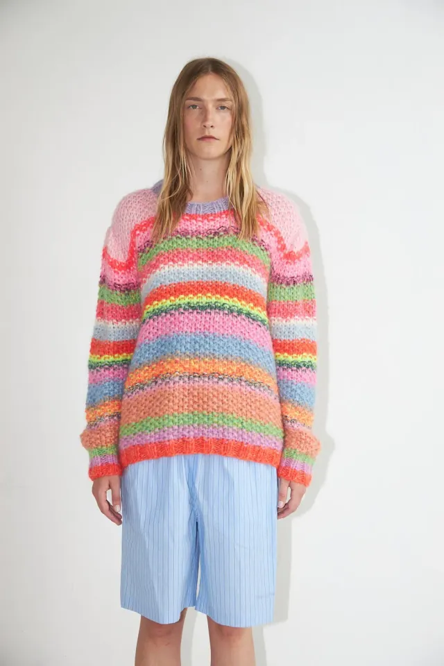 DAWN x DARE HALEY strikpullover multi stribet mohair