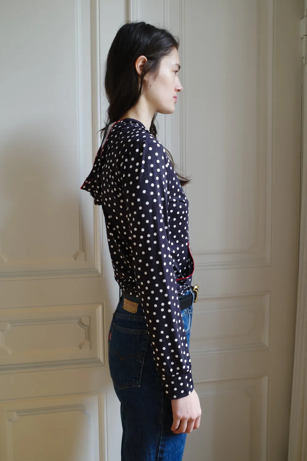 Caro Editions Jersey Hoodie hættetrøje Black Dots tætsiddende