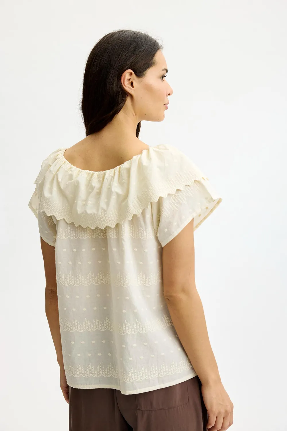 IN FRONT Katalina bluse bomuld broderikrave