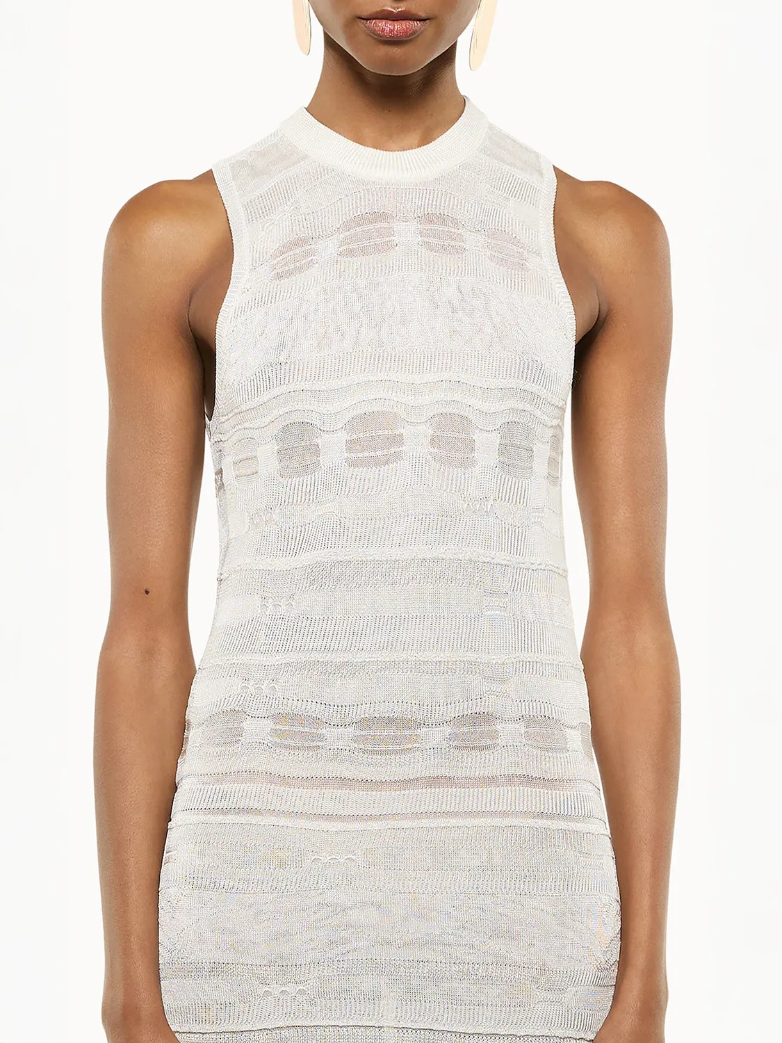 Laneus Lightweight Jacquard kjole cream viskose
