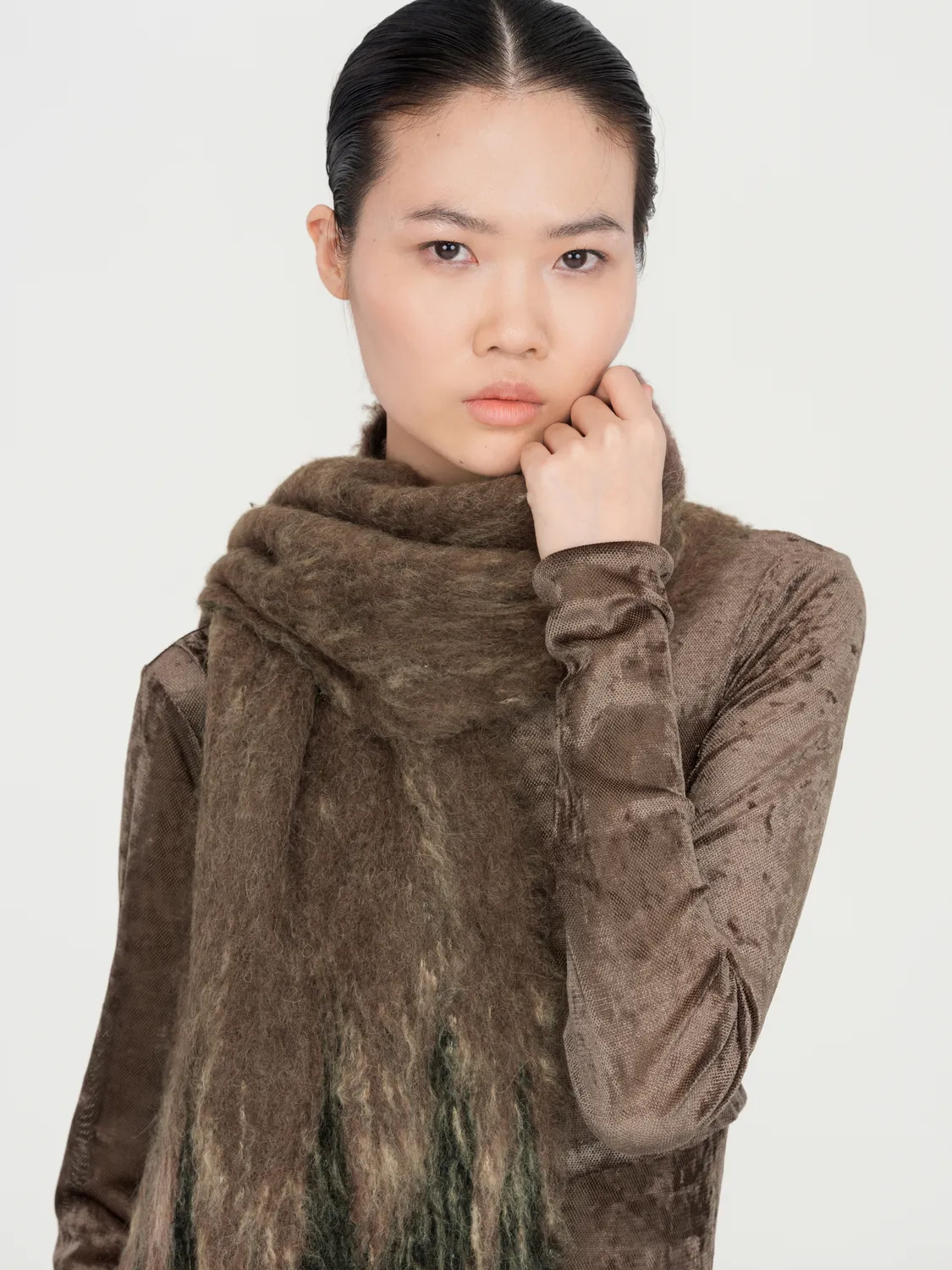 Feng Chen Wang Gradient Jacquard tørklæde blå OS