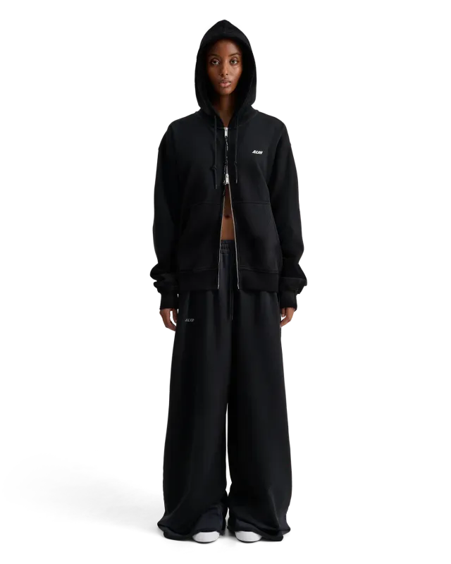 Alis Aaron zip-hoodie sort oversize bomuld