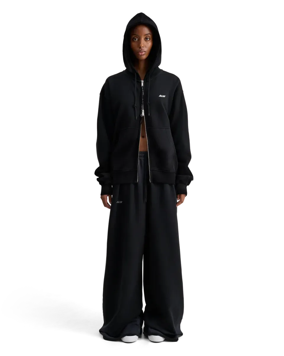 Alis Aaron zip-hoodie sort oversize bomuld
