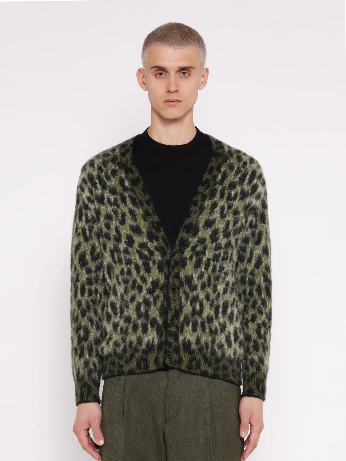 Laneus Boxy cardigan skovgrøn alpaka