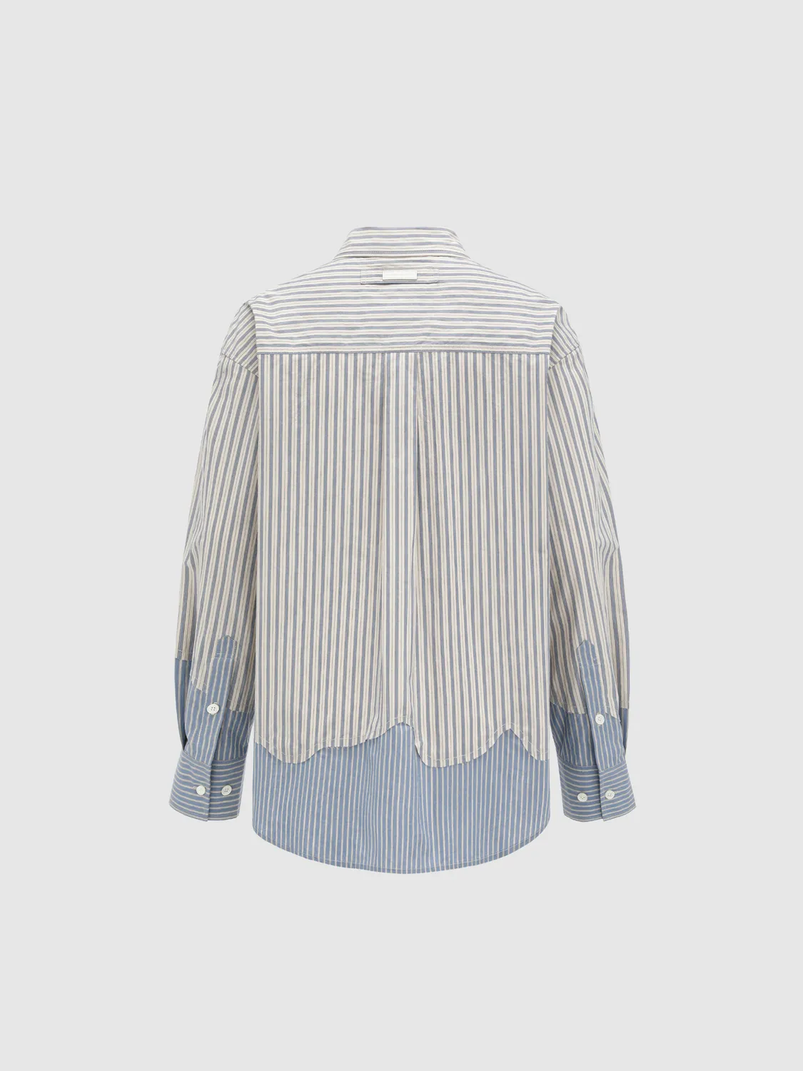 Feng Chen Wang Striped Patchwork skjorte beige løs pasform