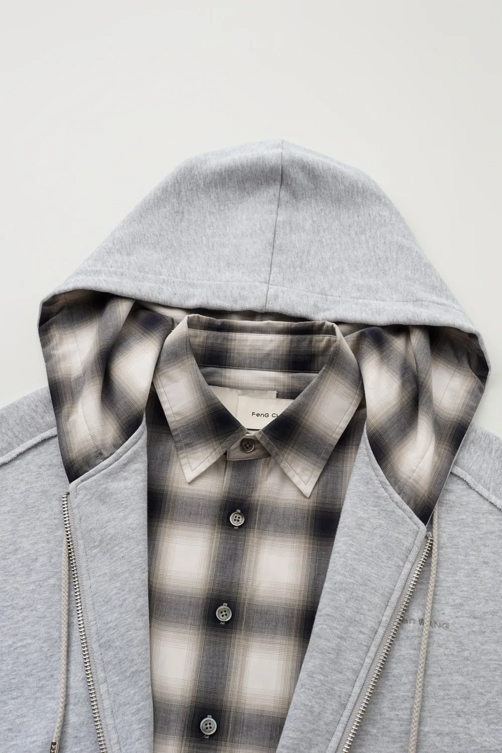 Feng Chen Wang 2-in-1 Zip Hoodie hættetrøje grå ternet