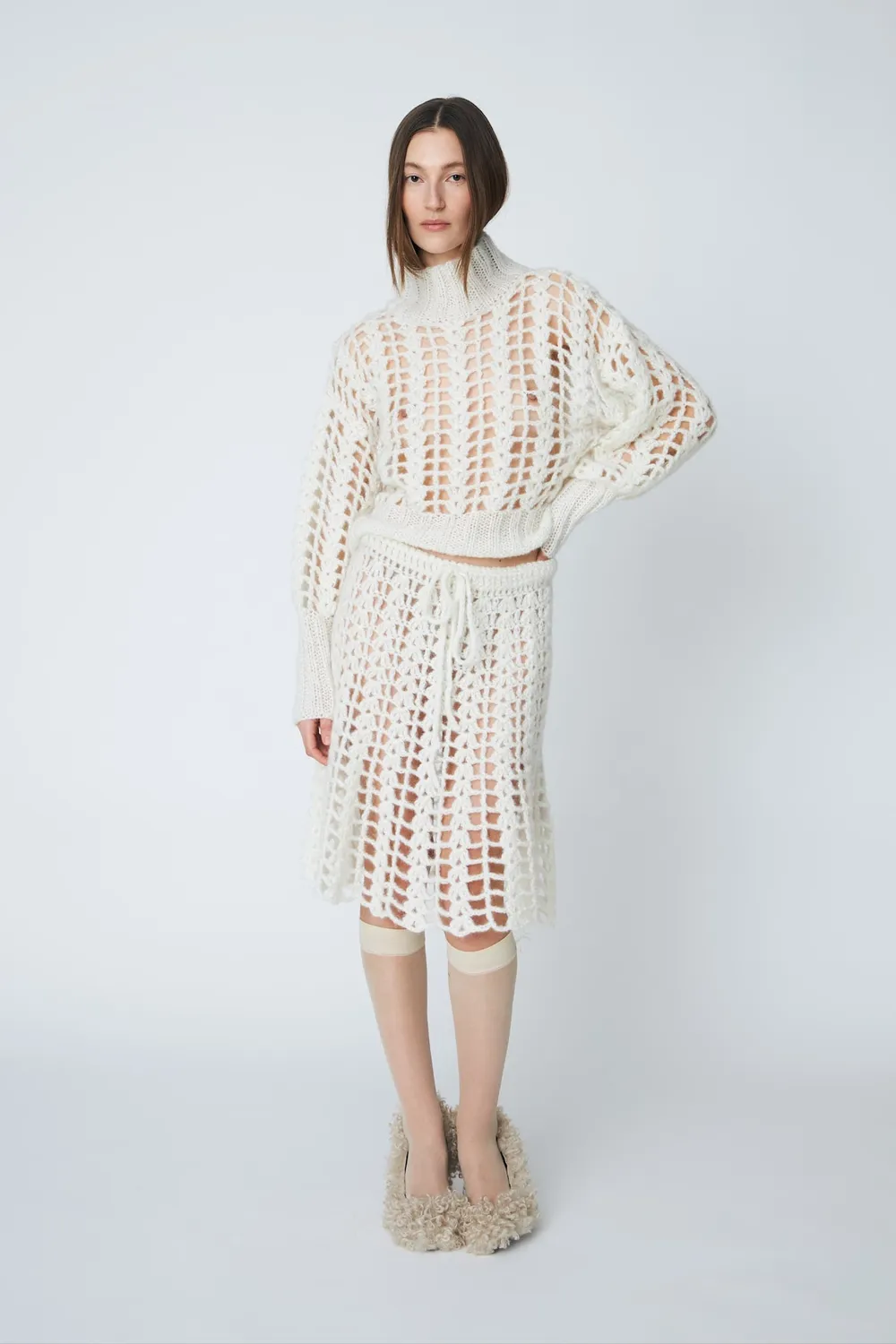 DAWNXDARE Erica Crochet pullover 102 Chalk hæklet
