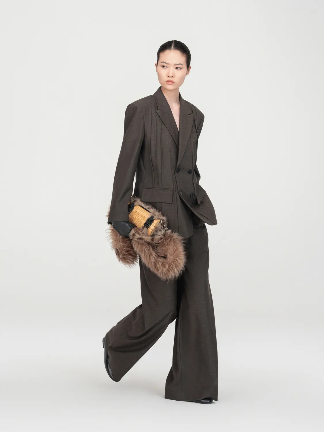 Feng Chen Wang Folding blazer mørkegrøn dobbeltradet