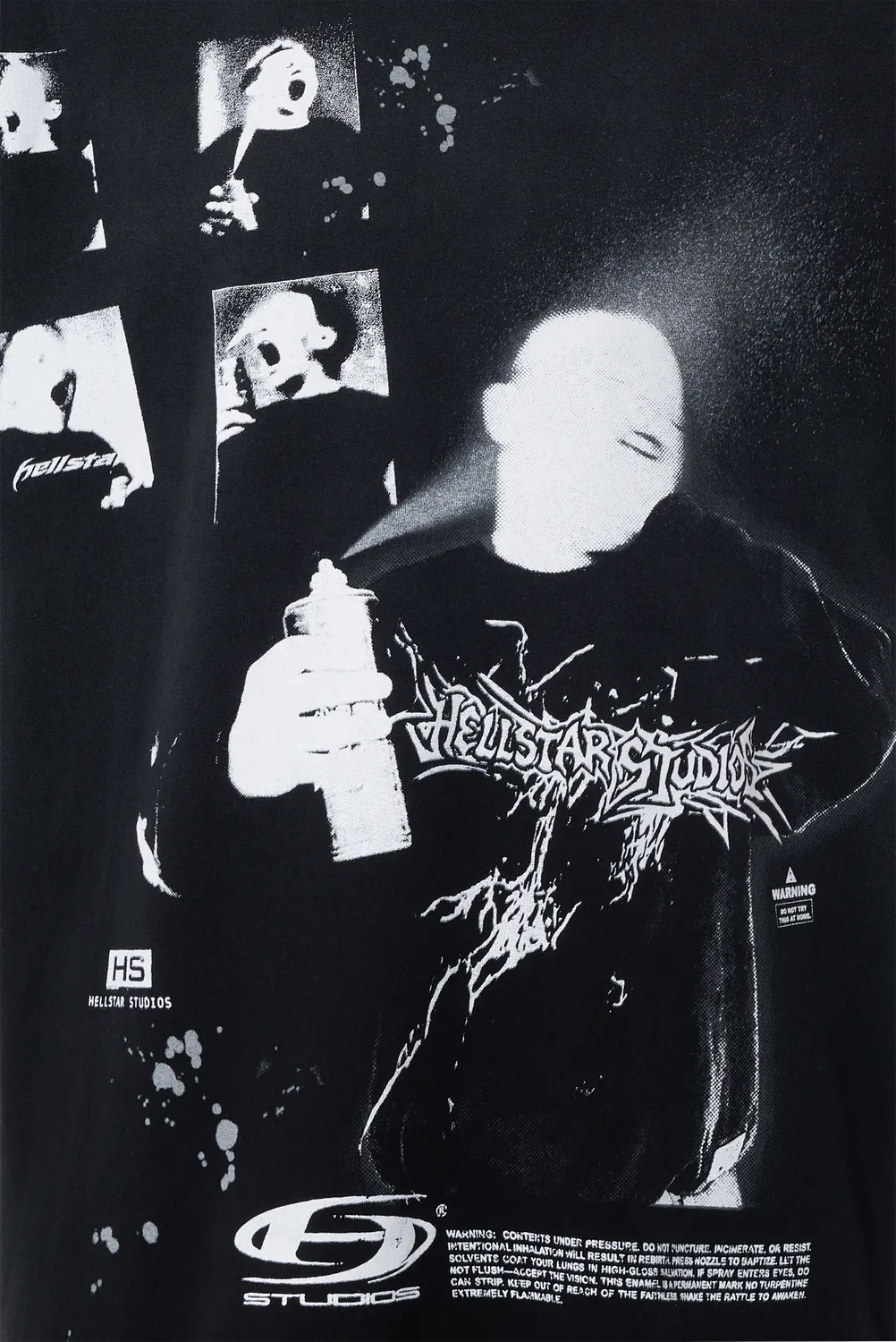 Hellstar Spraycan Faces t-shirt sort collageprint