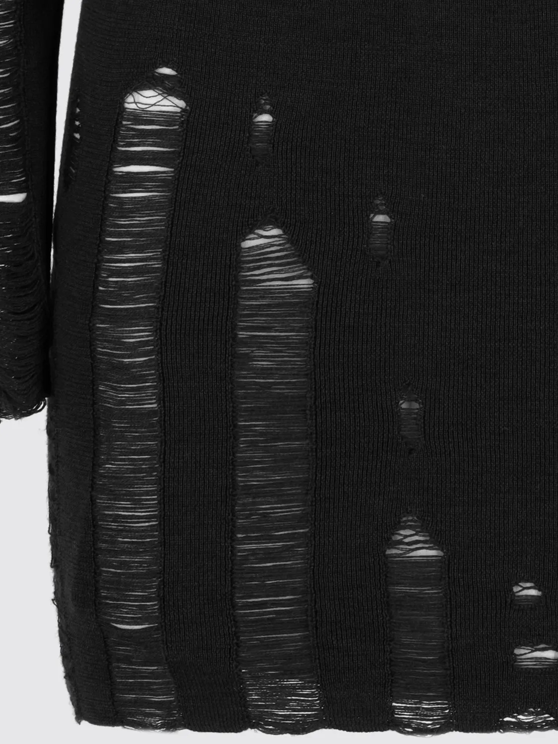 Laneus Destroyed Ribbed Turtleneck kjole sort merinould