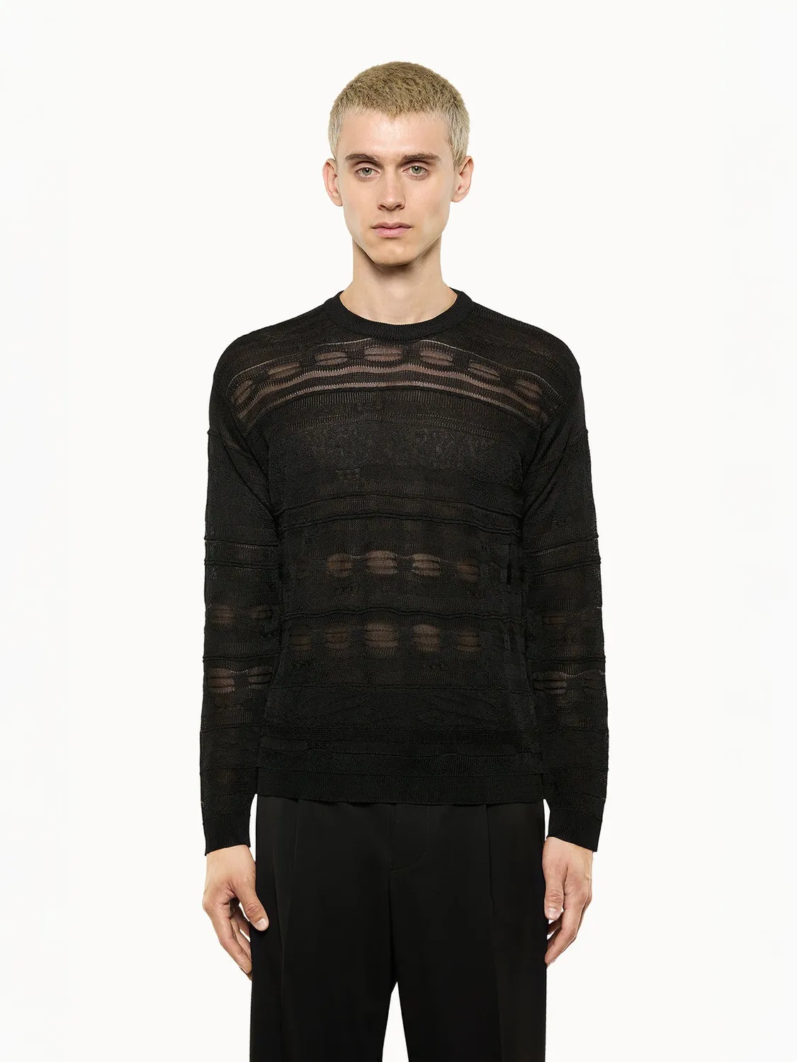 Laneus Jacquard sweater sort viskose