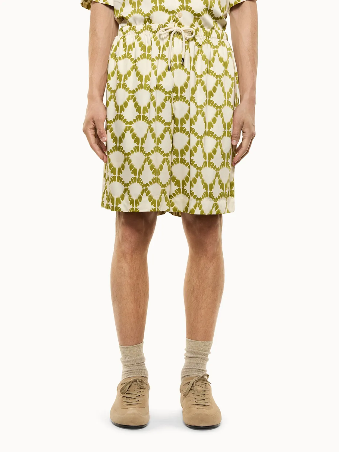 Laneus Viscose Bermuda shorts cream print