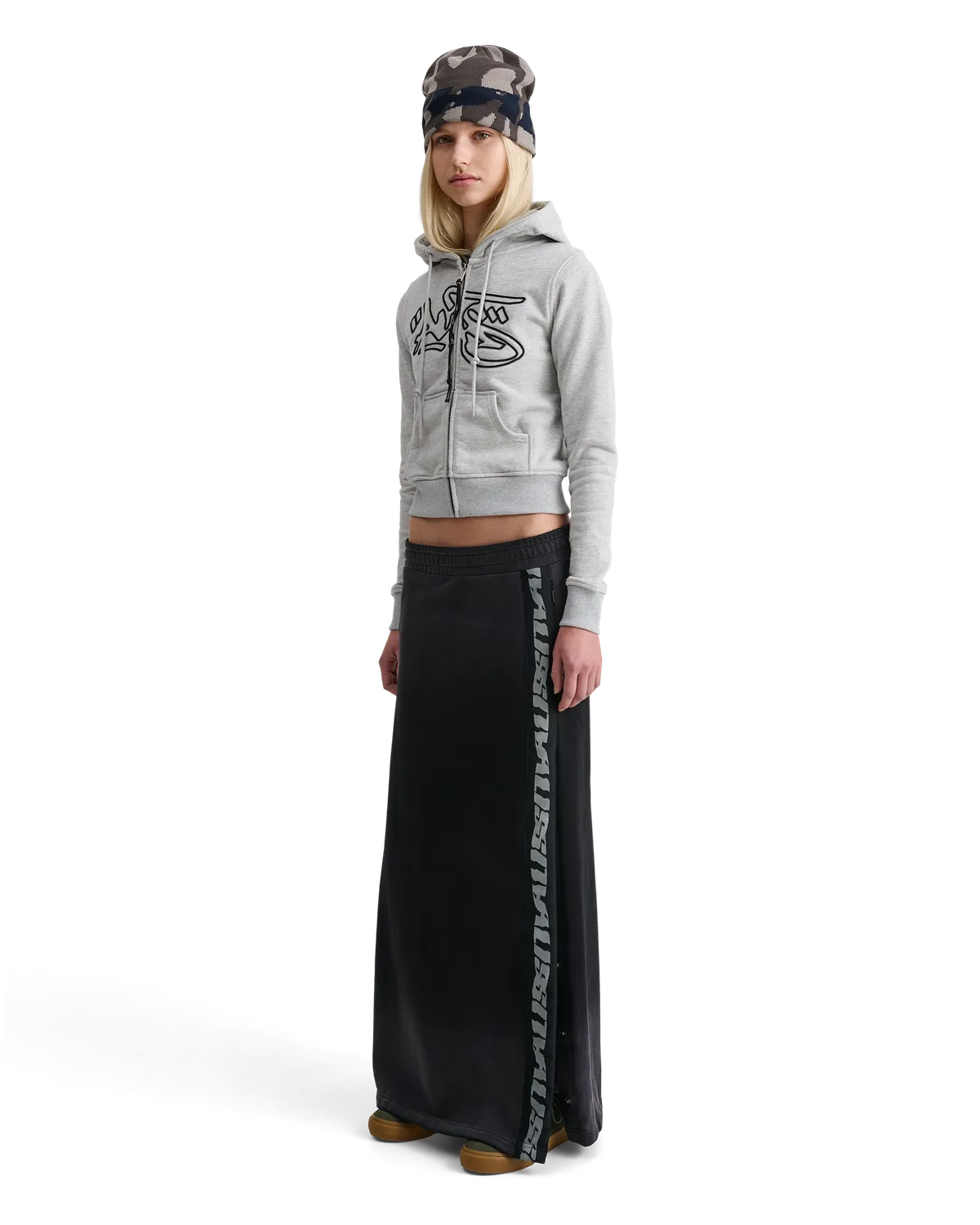 Alis Lauren hættetrøje grå meleret cropped lynlås