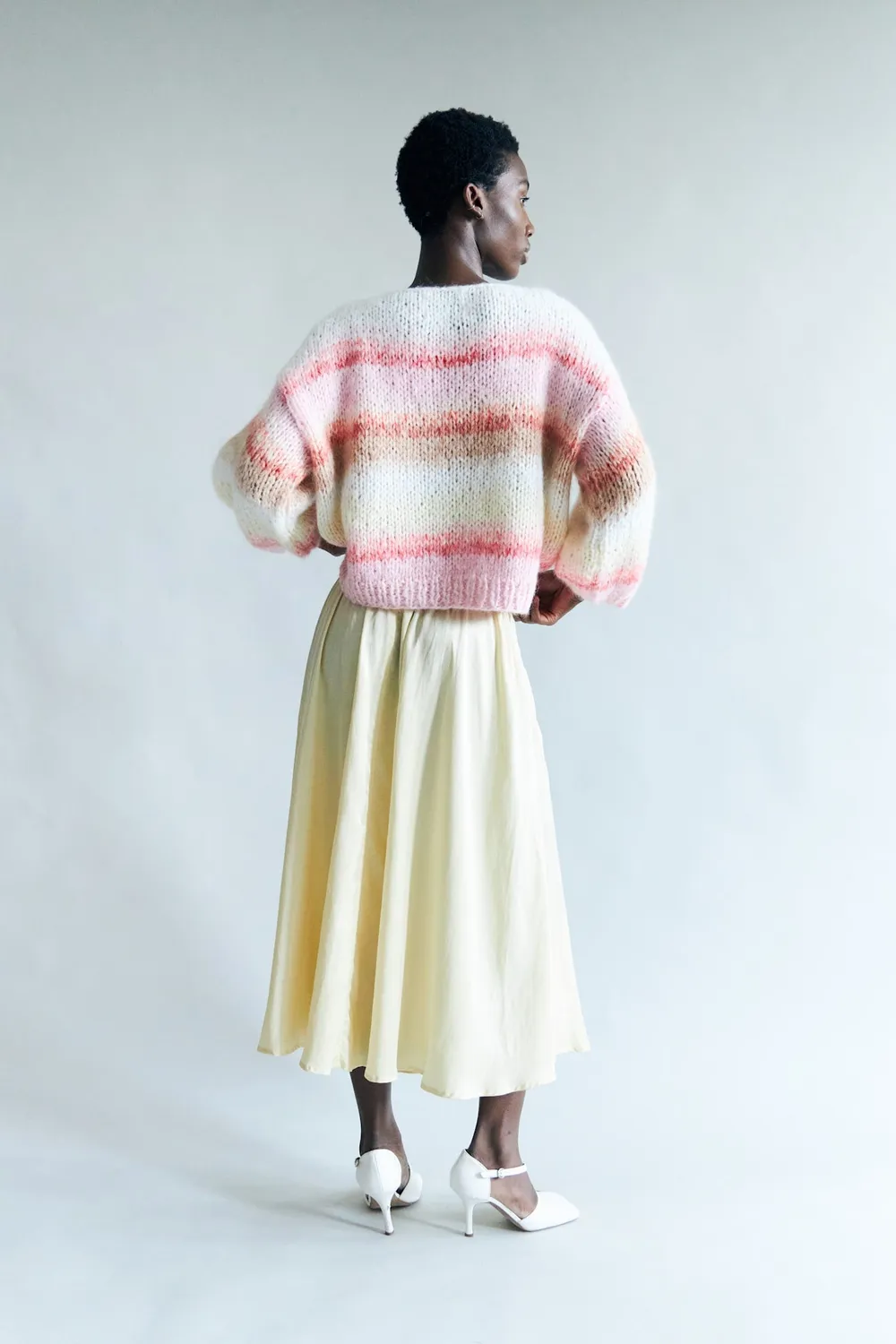 DAWNXDARE Lola 203 Pink Sun striktrøje pink stribet mohair