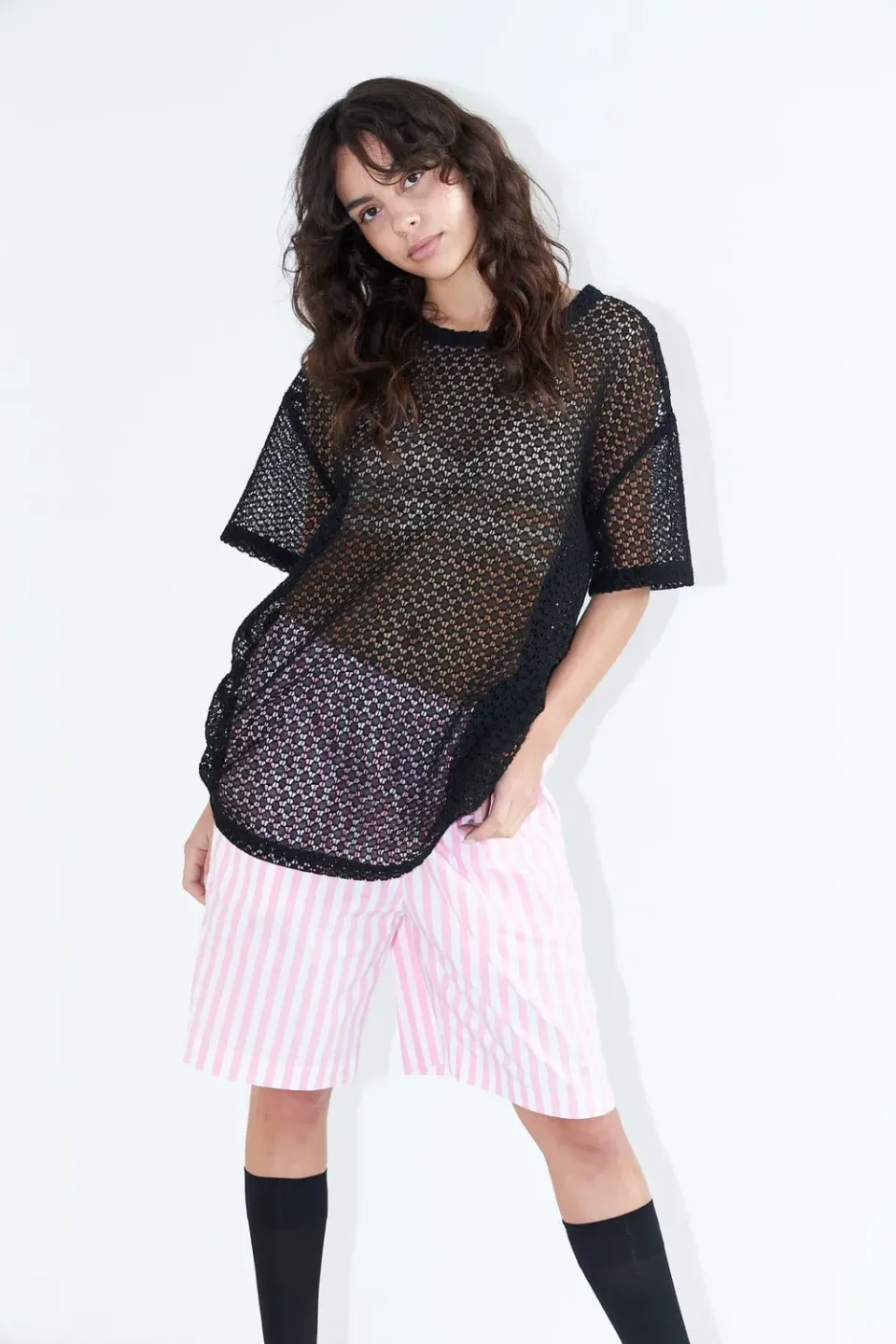 DAWNXDARE FIERCE 199 top black mesh oversized