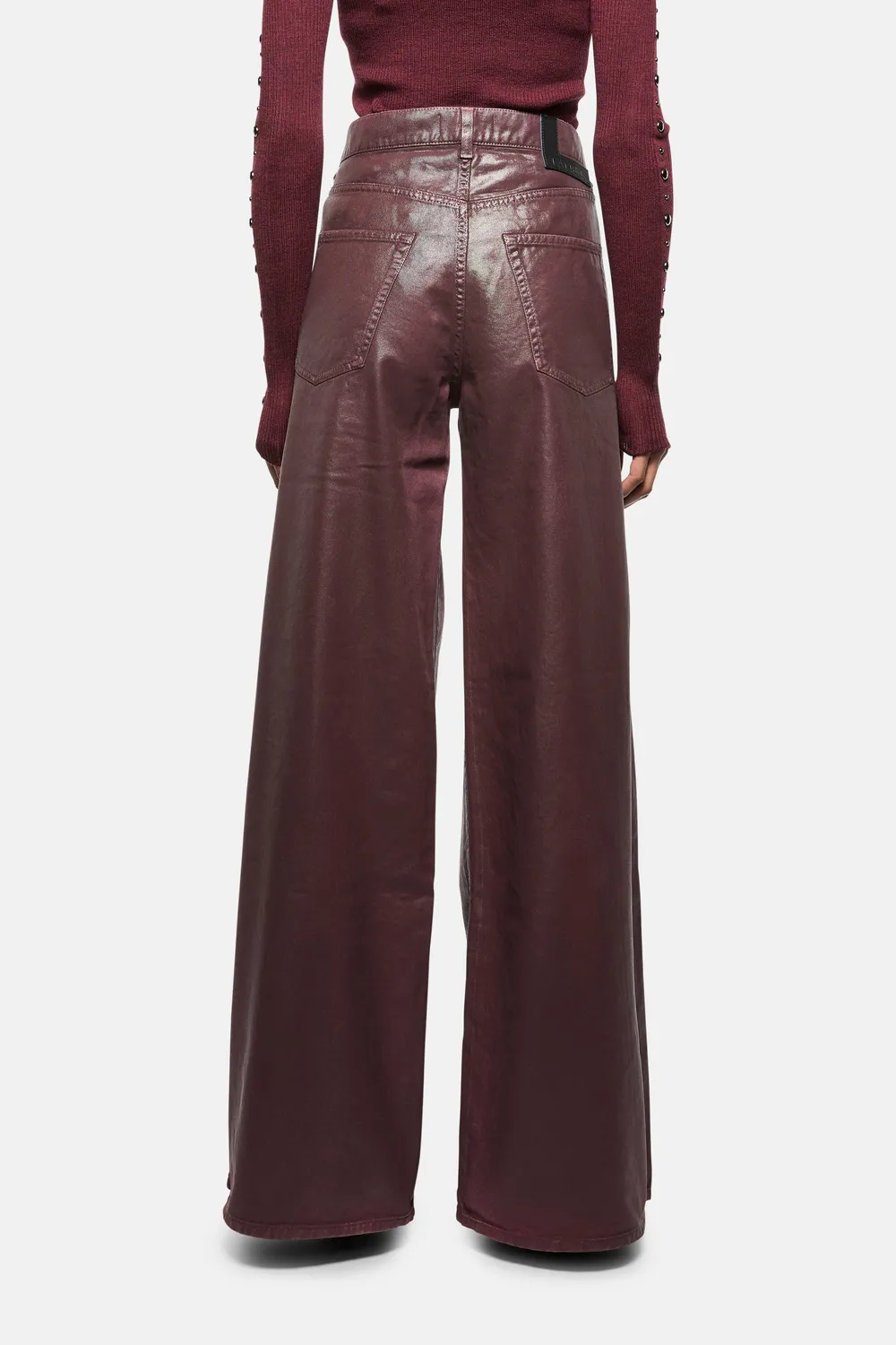 Laneus Baggy jeans bordeaux coated bomuld