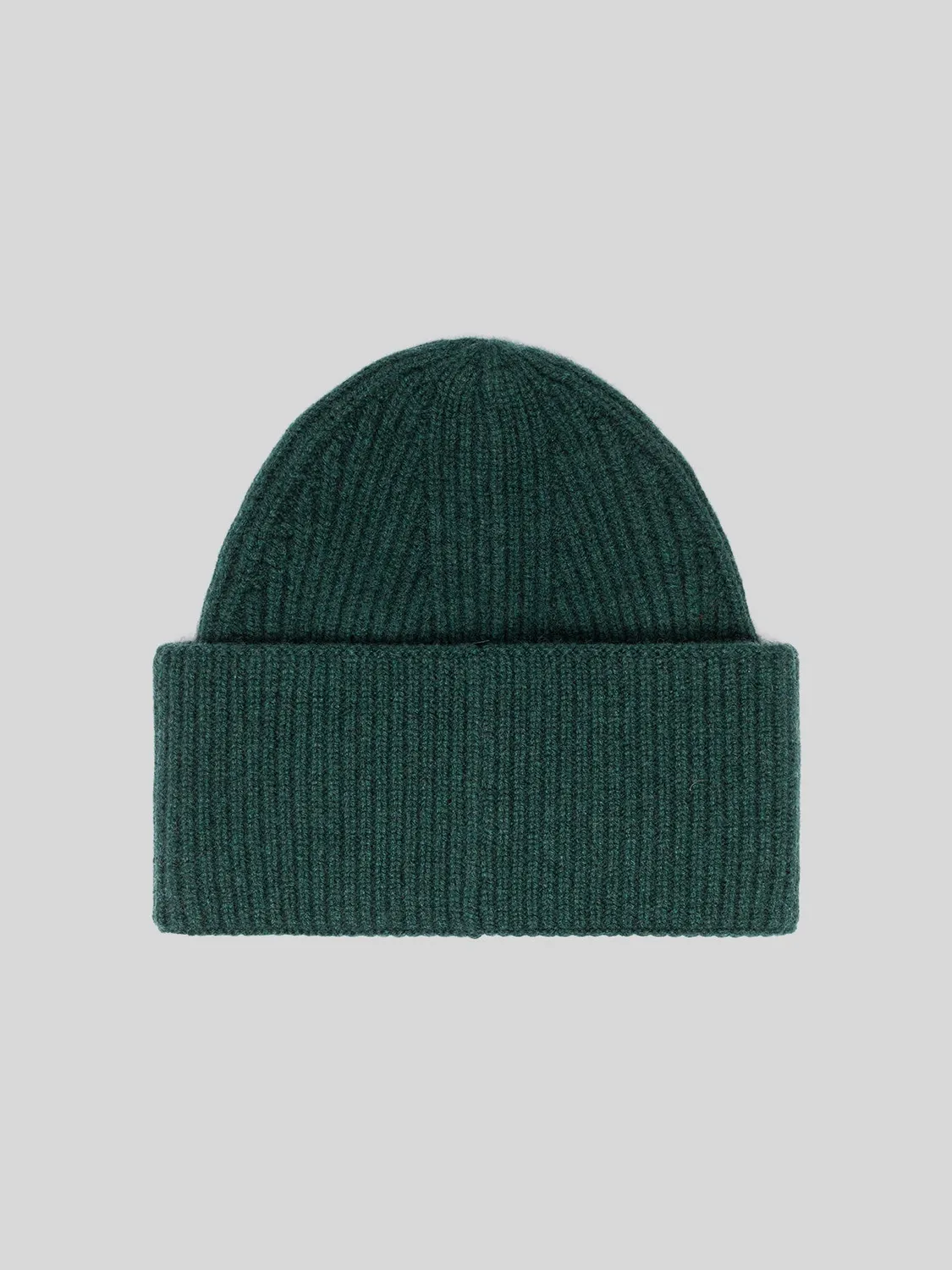 Laneus Cashmere ribstrikket hue grøn ren uld