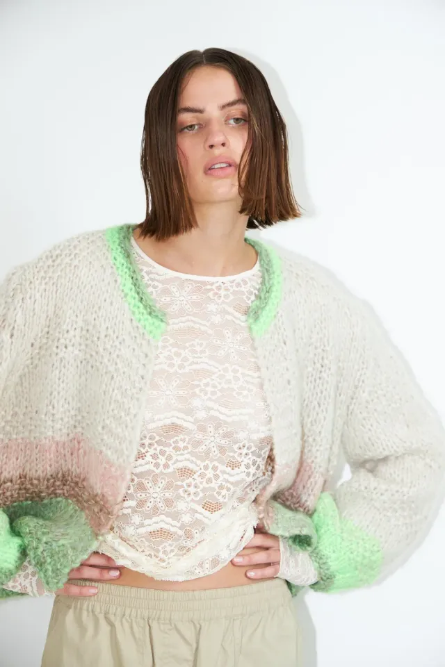 DAWNXDARE GABI SHADE 416 Lime strikcardigan Lime