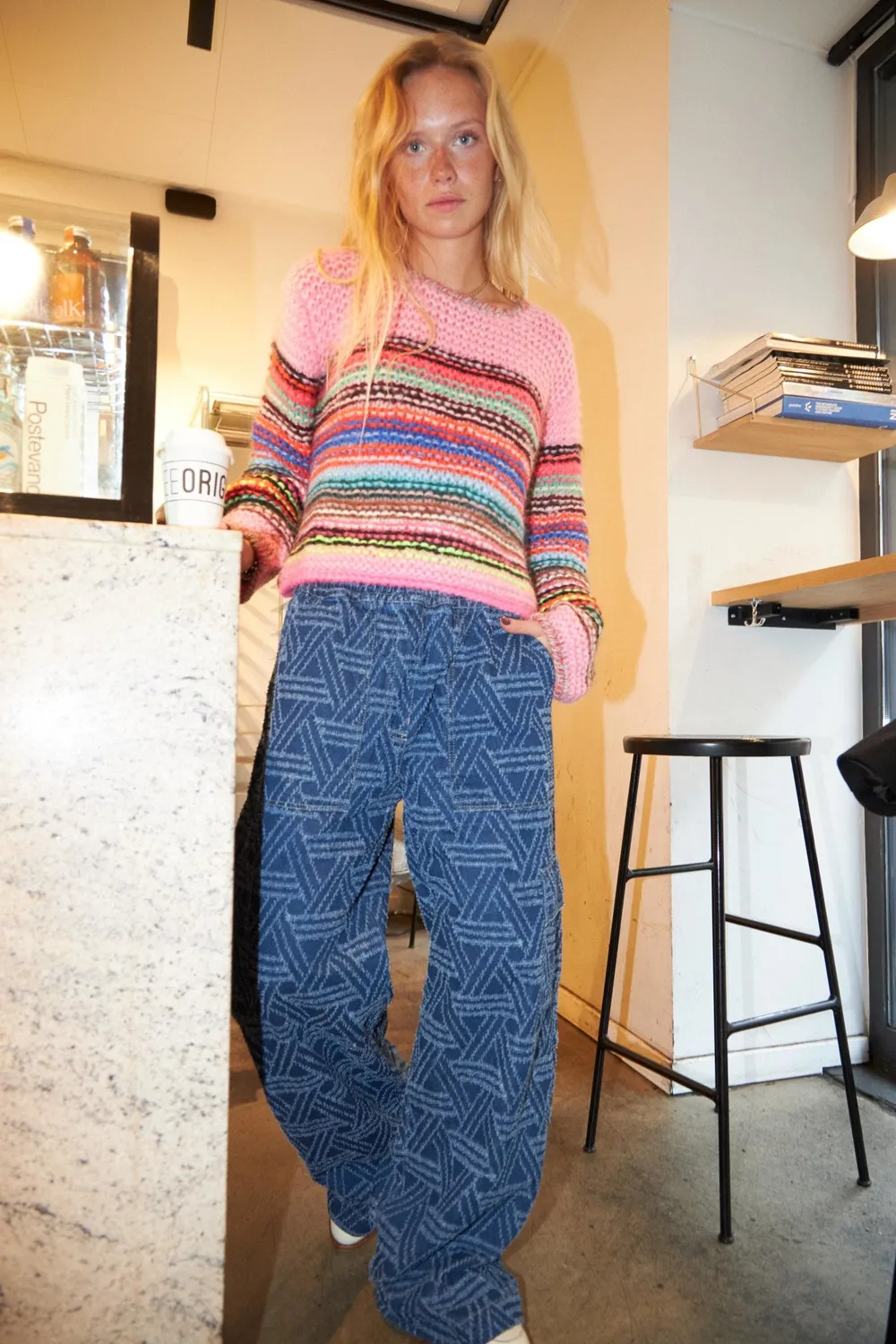 DAWNXDARE Sassie Stripe striktrøje super pink mohair