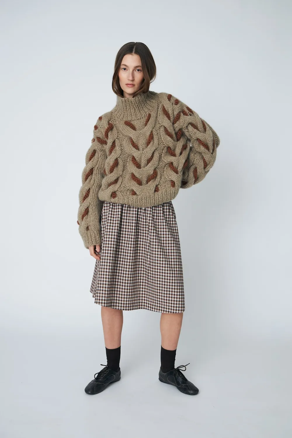 DAWNXDARE Honey strikpullover 592 khaki kabelstrik