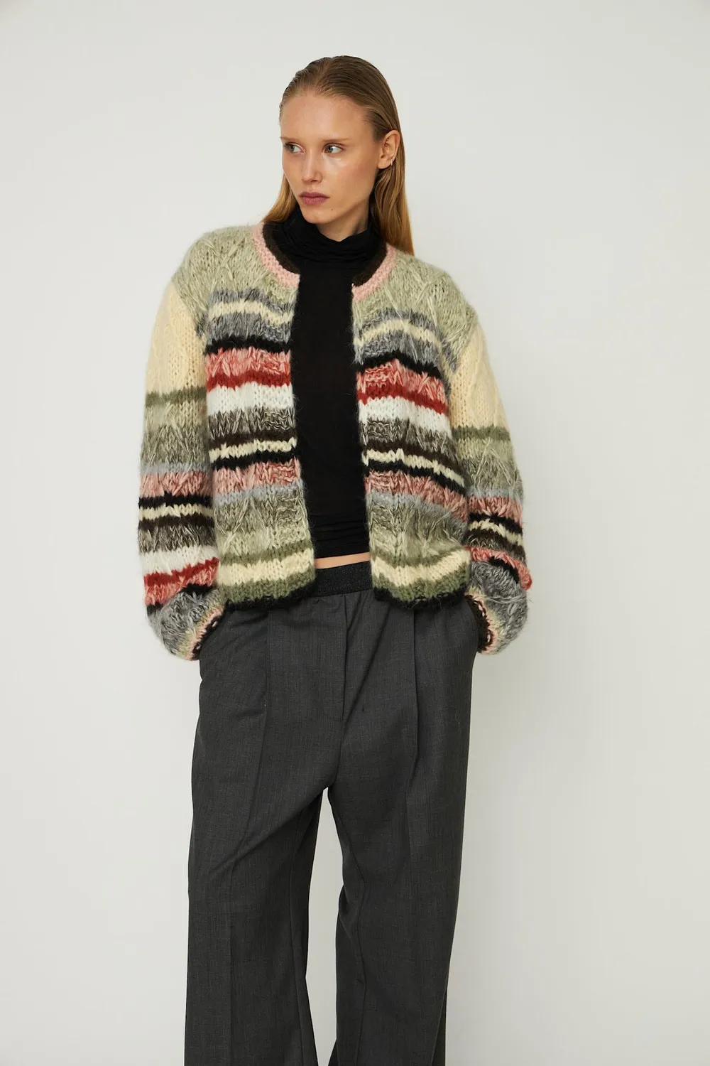 DAWNXDARE GABI strikcardigan 993 WOODEN stribet