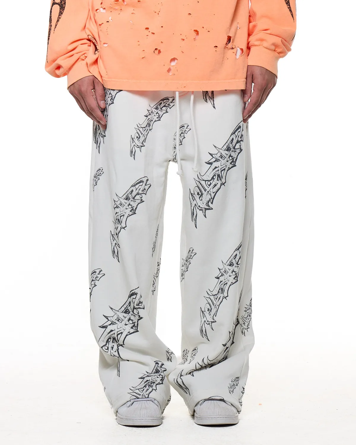Hellstar Graffiti HSSS26SW3 sweatpants hvid baggy