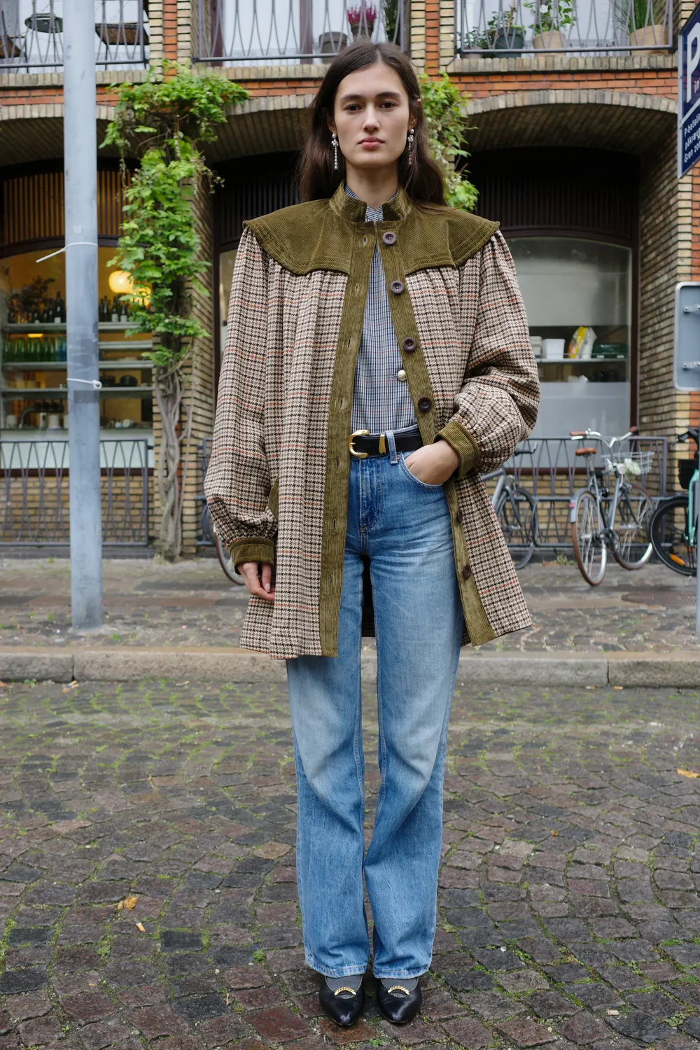Caro Editions Caro Coat frakke brun grøn tern uld