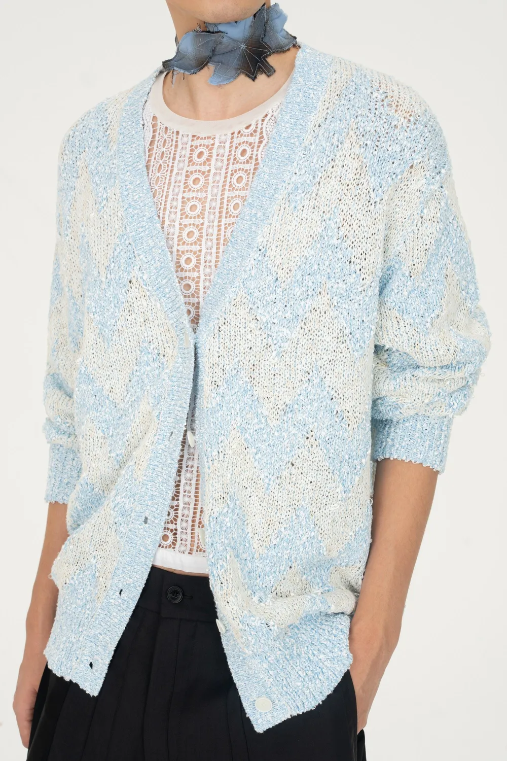 Feng Chen Wang Double Sided Knit cardigan lyseblå